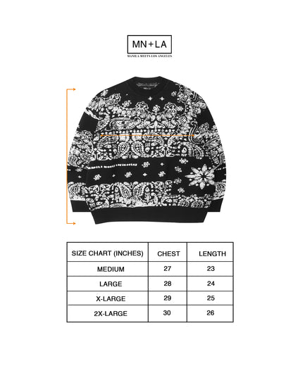 "PEACE PAISLEY" KNITTED SWEATSHIRT IN ANTHRACITE
