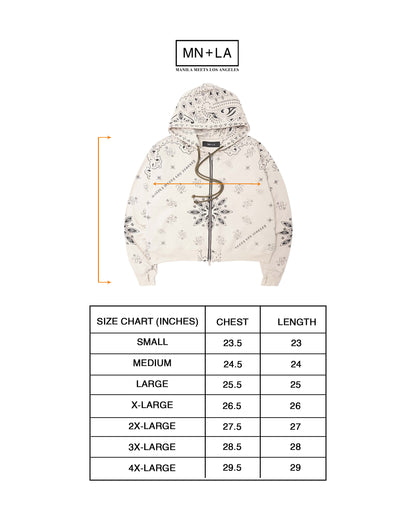 "PEACE PAISLEY" ZIP HOODIE IN OAT