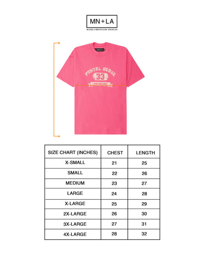 "PORTAL HOUSE 33" ULTRA HEAVY TEE IN STATIC PINK