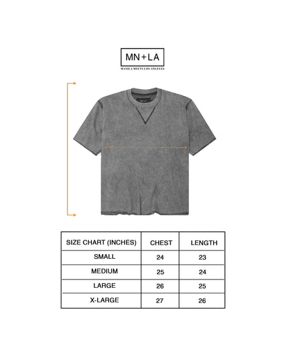 REVERSE TOWEL MILITIA MOCK NECK TEE IN CEMENT