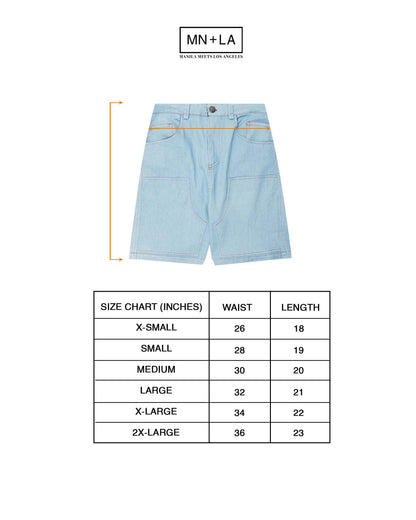 "VAPOR BLUE" DOUBLE KNEE PHAT SHORTS