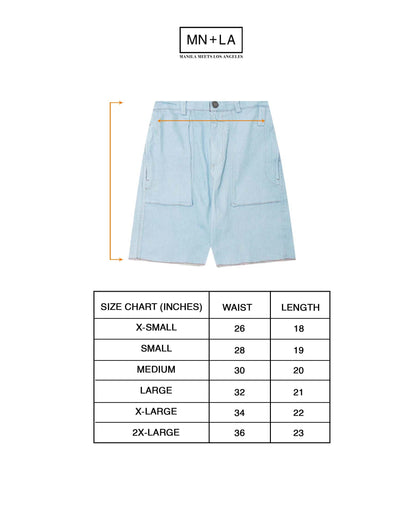 "VAPOR BLUE" OVERPOCKET PHAT SHORTS