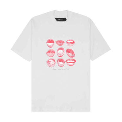 "KISS...DON'T TELL" TEE IN WHITE