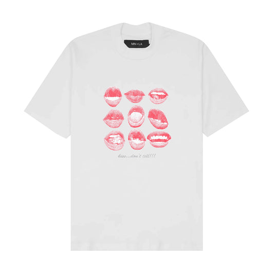 "KISS...DON'T TELL" TEE IN WHITE