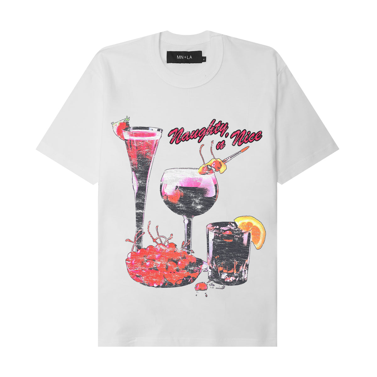NAUGHTY N' NICE "COCKTAILS" TEE IN WHITE