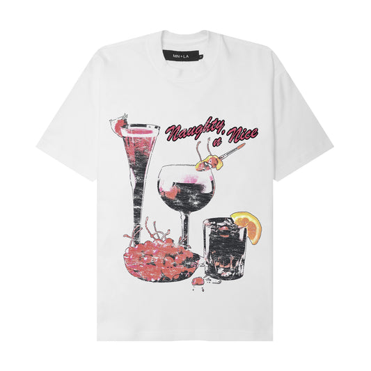 NAUGHTY N' NICE "COCKTAILS" TEE IN WHITE