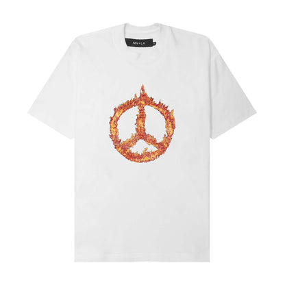 "BURN IN PEACE" TEE IN WHITE