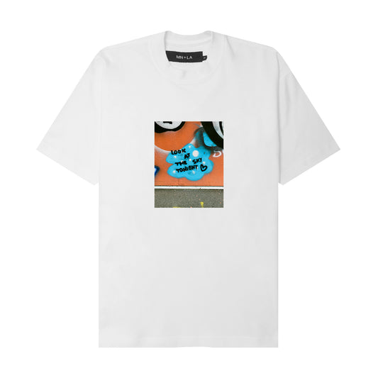 "LOOK AT THE SKY TONIGHT" TEE IN WHITE