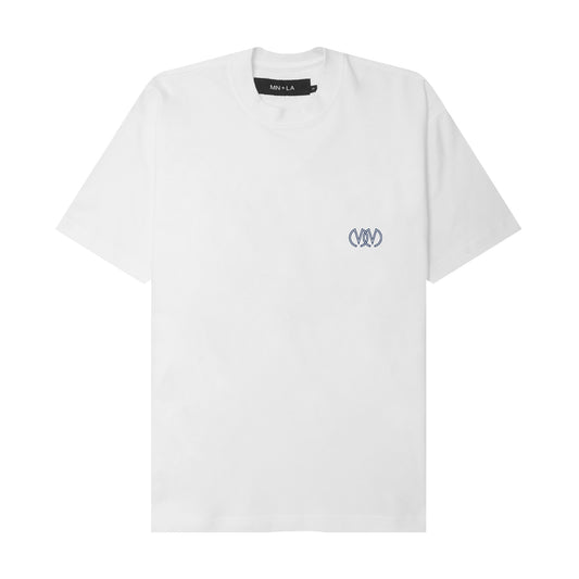 "TWIN M'$" BOX TEE IN WHITE