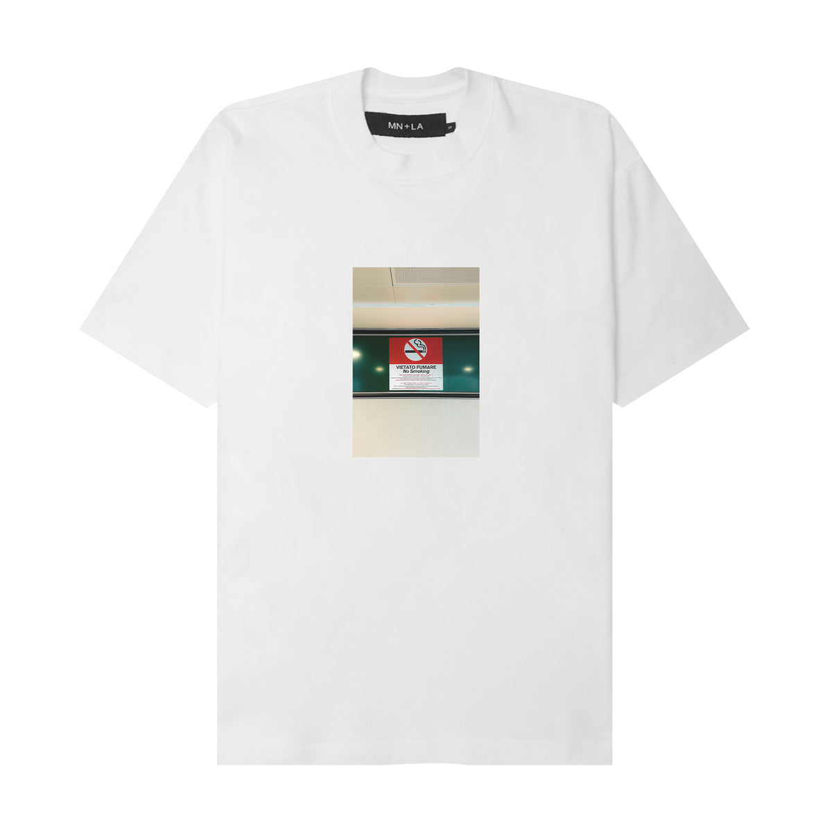 "VIETATO FUMARE" TEE IN WHITE