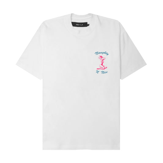 NAUGHTY N' NICE "PARADISE" TEE IN WHITE
