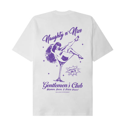 NAUGHTY N' NICE "HAPPY HOUR" TEE IN WHITE