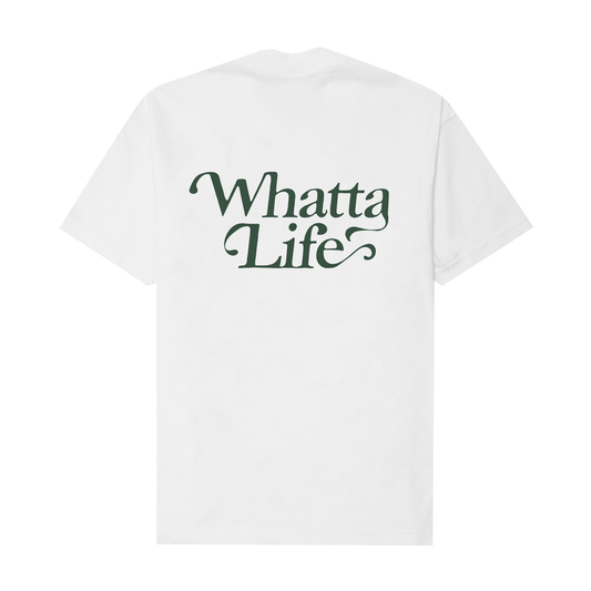 "WHATTA LIFE" TEE IN WHITE