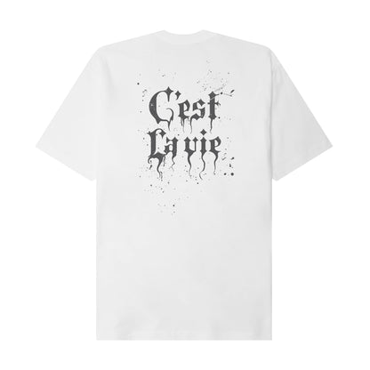 "C'EST LA VIE" TEE IN WHITE