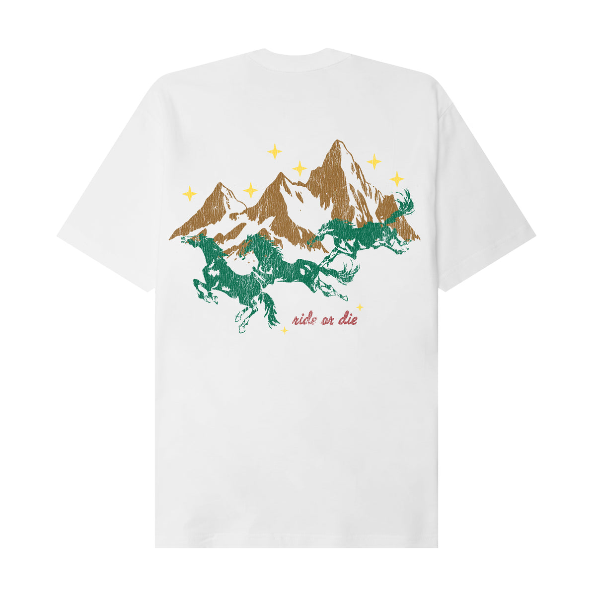 "RIDE OR DIE" TEE IN WHITE