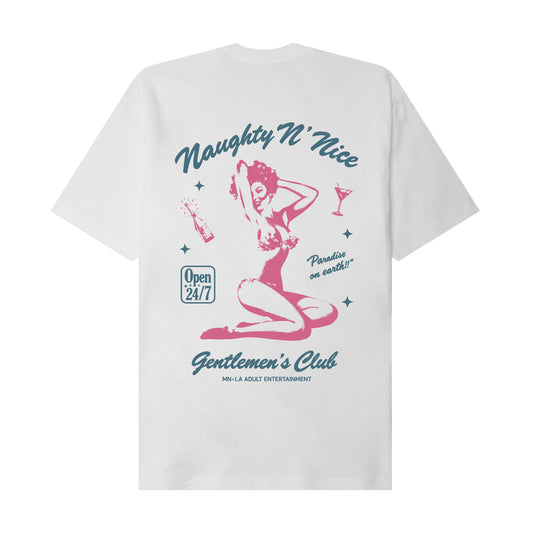 NAUGHTY N' NICE "PARADISE" TEE IN WHITE