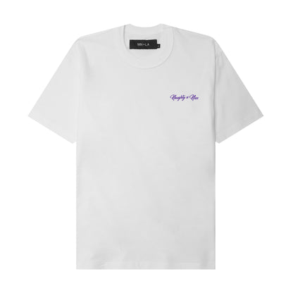 NAUGHTY N' NICE "HAPPY HOUR" TEE IN WHITE