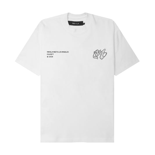 "M'$ RIFT" TEE IN WHITE