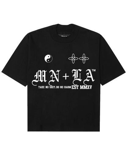 "TAKE NO SHIT, DO NO HARM" TEE IN ANTHRACITE