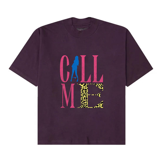 "CALL ME" TEE IN SHADOW PURPLE