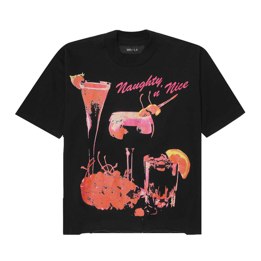 NAUGHTY N' NICE "COCKTAILS" TEE IN ANTHRACITE