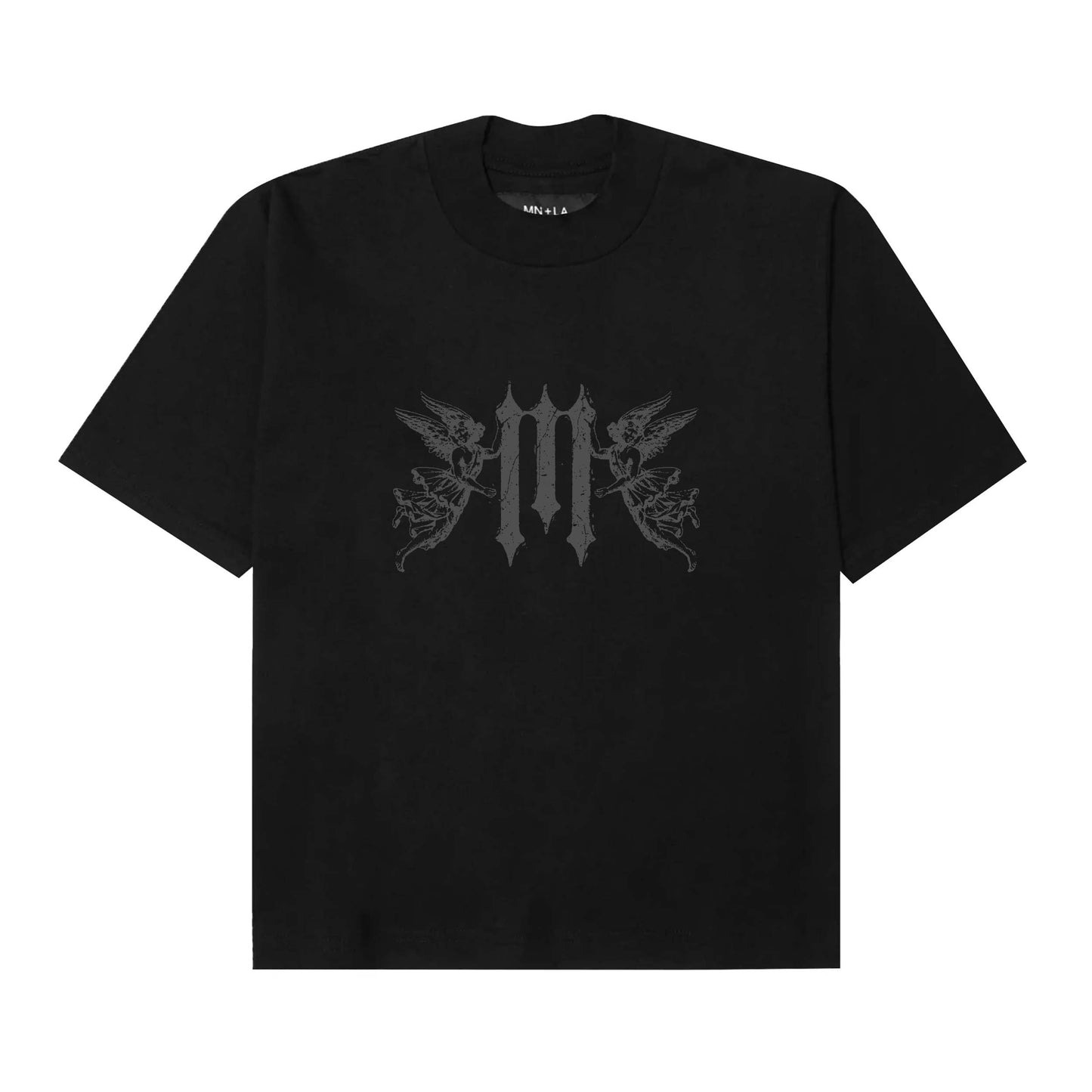 "HEAVEN ON EARTH" TEE IN CAVIAR