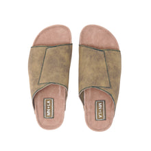 SUEDE SLIDES IN BAMBOO