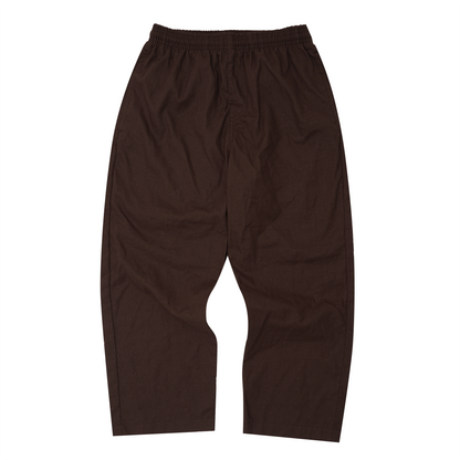LINEN WIDE CROPPED PANTS IN WOOD