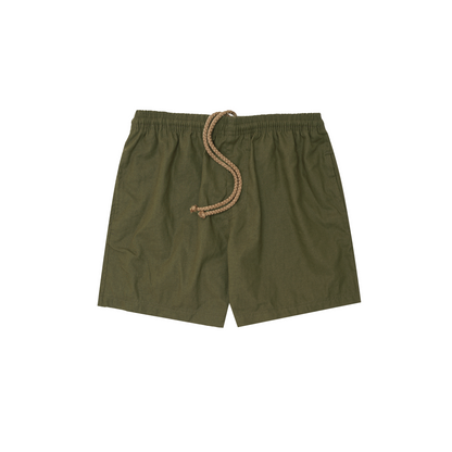 LINEN HOUSE SHORTS IN MOSS GREEN