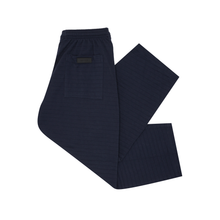 STRIPED PIQUE PLEATED ULTRA WIDE PANTS IN NAVY