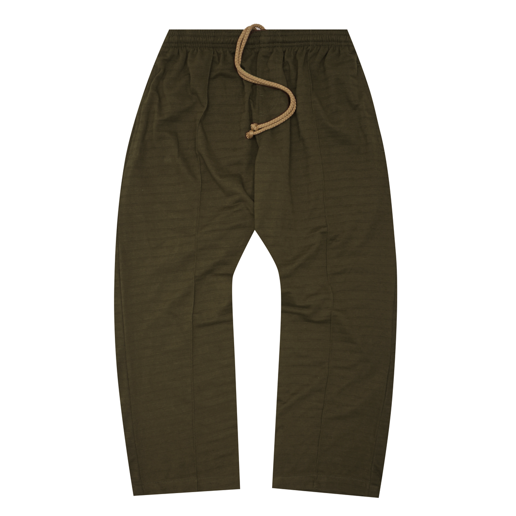 STRIPED PIQUE PLEATED ULTRA WIDE PANTS IN OLIVE