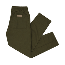 LINEN PLEATED LOUNGE PANTS IN OLIVE