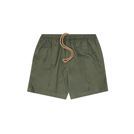 PLEATED HOUSE SHORTS IN MOSS GREEN