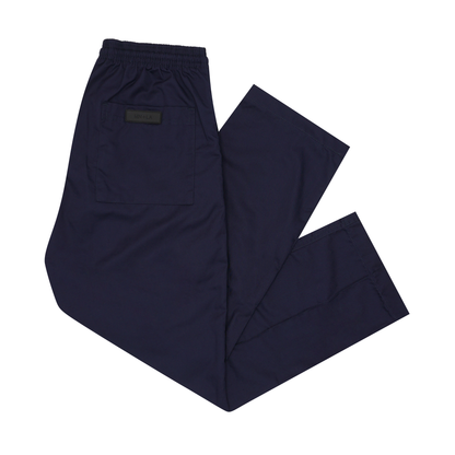 PLEATED WIDE CROPPED PANTS IN NAVY
