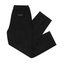 ANTHRACITE TOWEL TERRY RAW FINISH PLEATED LOUNGE PANTS