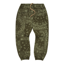 "PATCHWORK PAISLEY" SWEATPANTS IN OLIVE