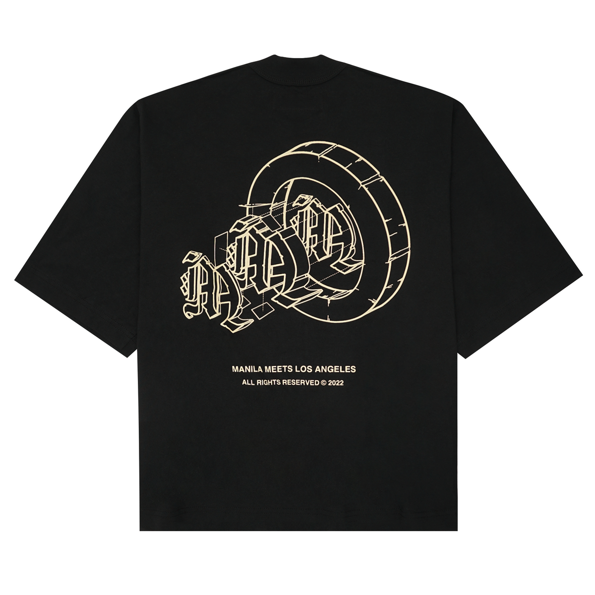 "M'$ ARTIFACT" MOCK NECK TEE IN ANTHRACITE