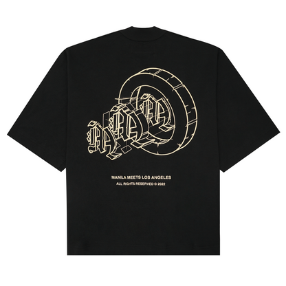 "M'$ ARTIFACT" MOCK NECK TEE IN ANTHRACITE