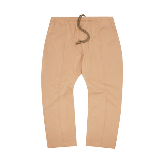 WAFFLE WEAVE PLEATED CROPPED PANTS IN WHEAT