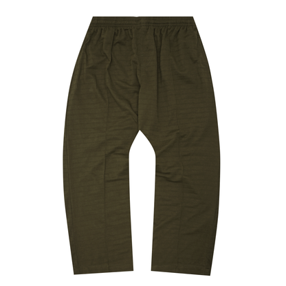 STRIPED PIQUE PLEATED ULTRA WIDE PANTS IN OLIVE