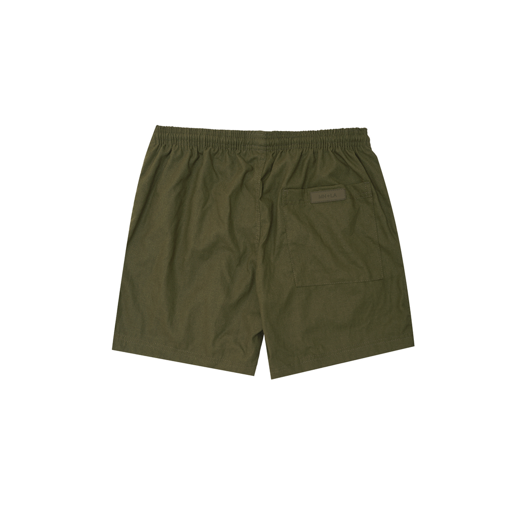 LINEN HOUSE SHORTS IN MOSS GREEN – MN+LA