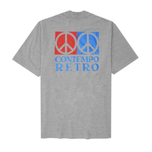 "CONTEMPO RETRO 2 PEACE" OVERSIZED TEE IN HEATHER GREY