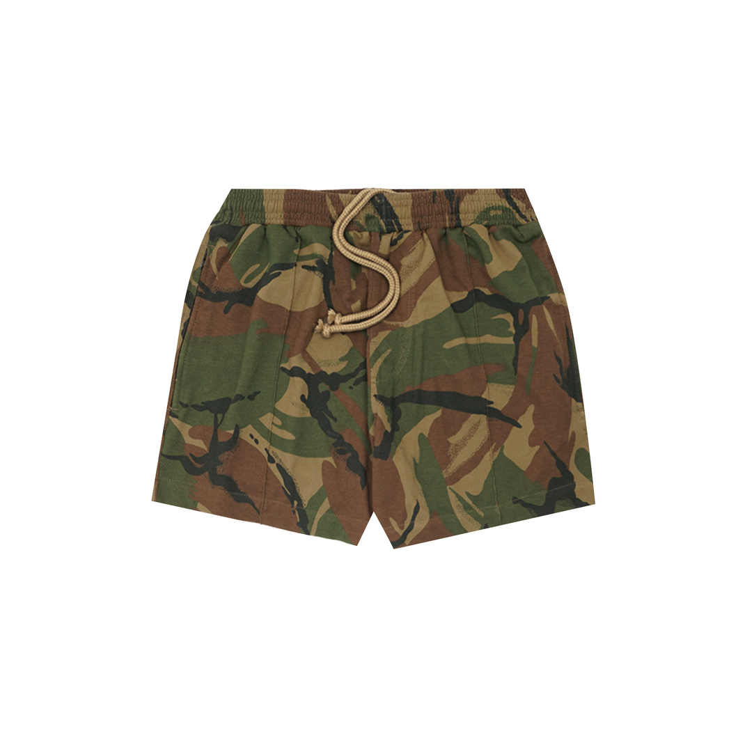 FOREST CAMO PIQUE PLEATED HOUSE SHORTS