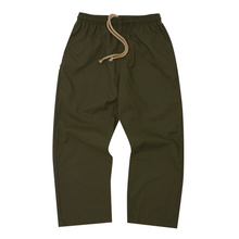 LINEN WIDE CROPPED PANTS IN OLIVE