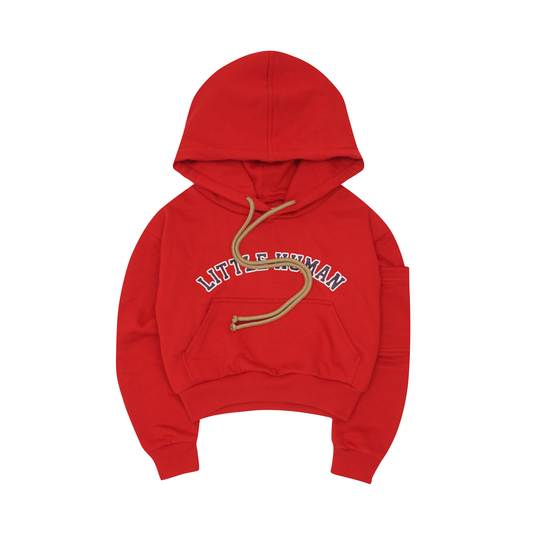 "VARSITY" LITTLE HUMAN™ HOODIE IN RARRI RED