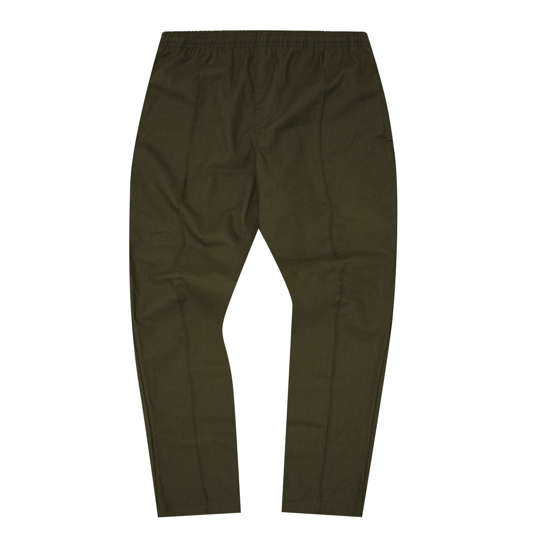 LINEN PLEATED LOUNGE PANTS IN OLIVE – MN+LA