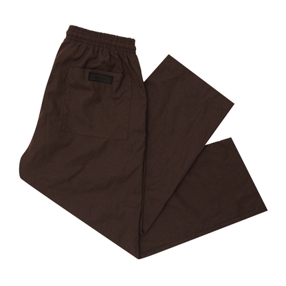 LINEN WIDE CROPPED PANTS IN WOOD