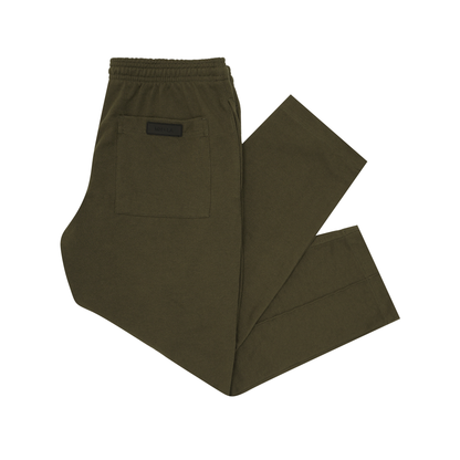 WAFFLE WEAVE PLEATED CROPPED PANTS IN OLIVE