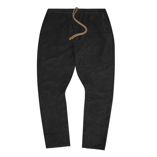 CHARCOAL GREY TOWEL TERRY RAW FINISH LOUNGE PANTS