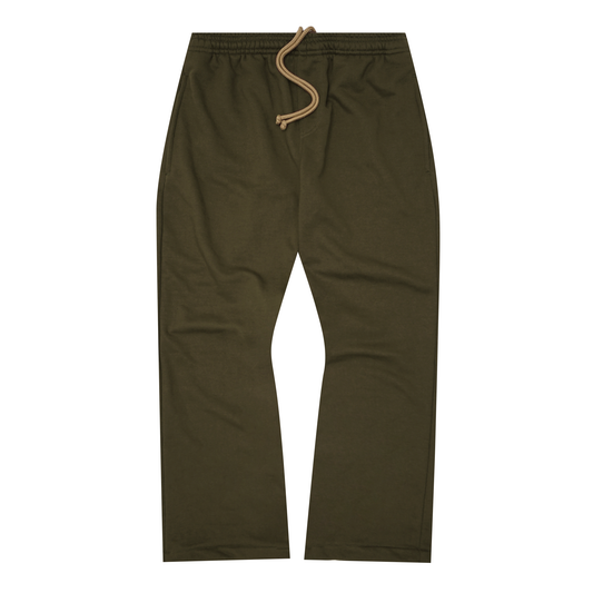 FRENCH TERRY BOOTCUT PANTS IN OLIVE